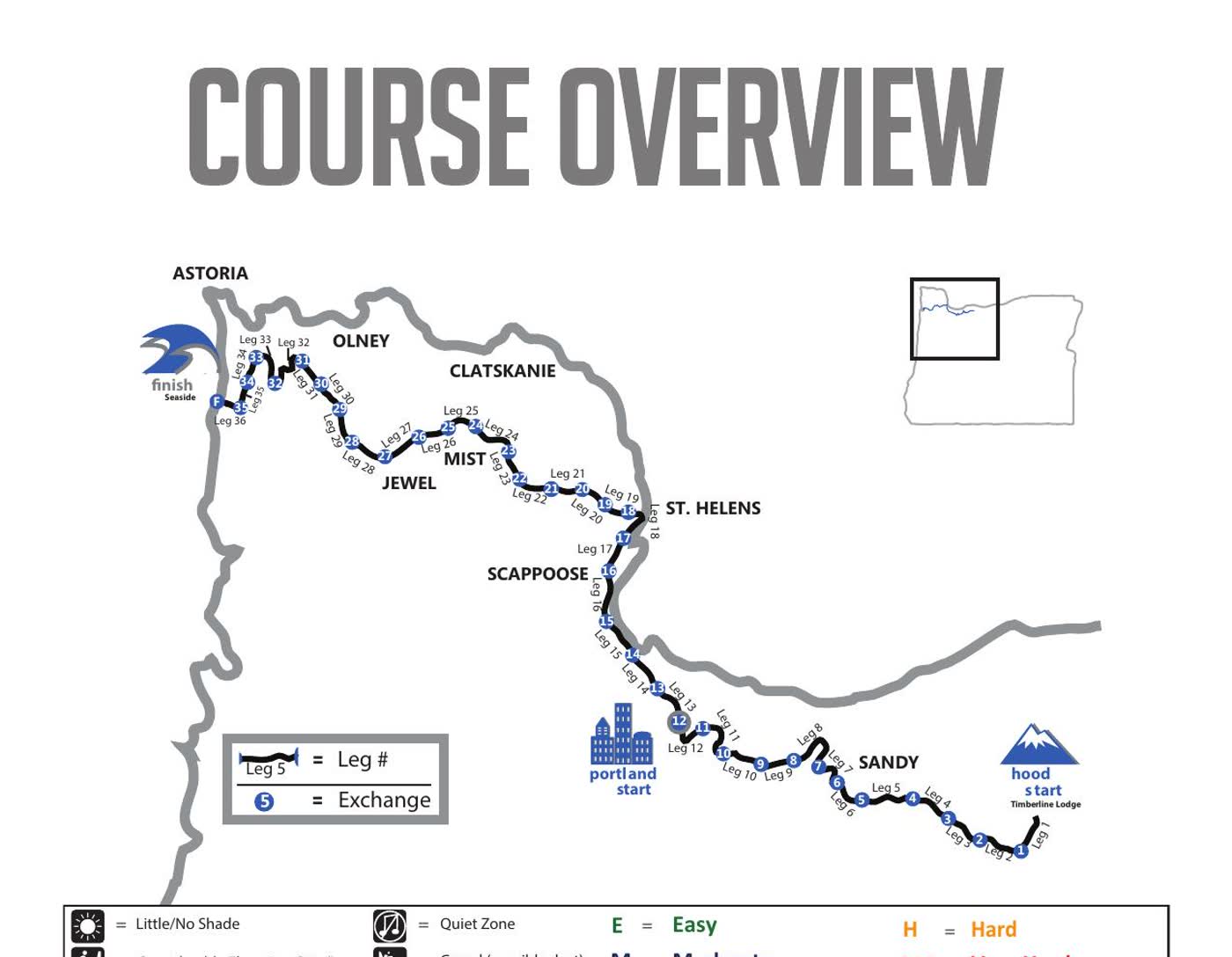 Preview of the official Hood to Coast course overview from Mount Hood to Seaside.