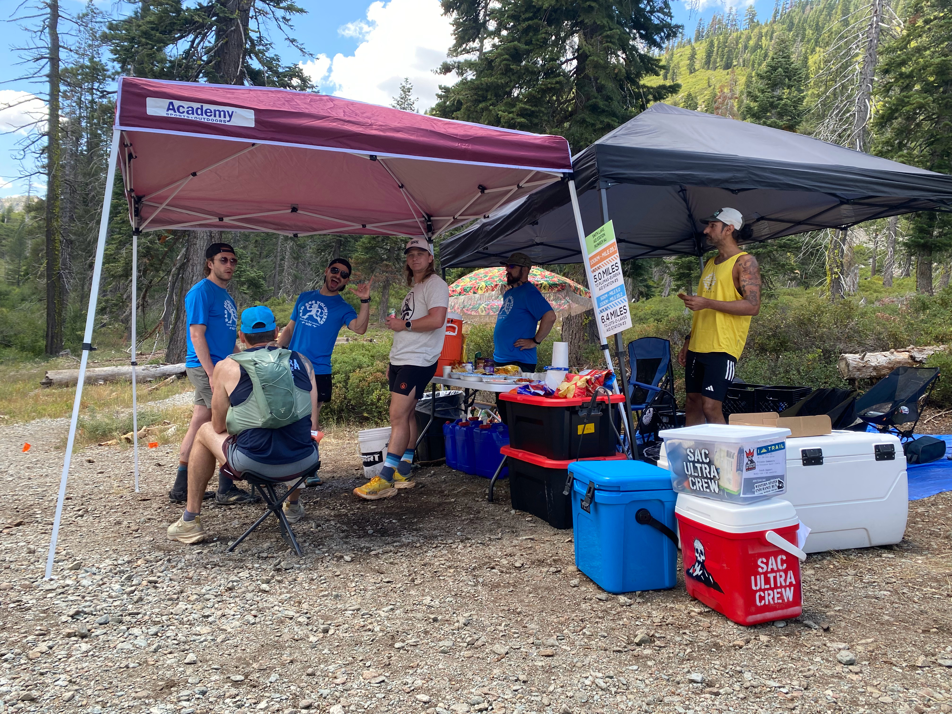 SUC aid station set up in the mountains.
